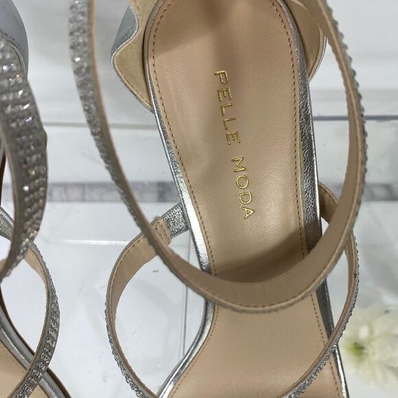 Pelle Moda Dalia 2 Silver Ankle Strap Embellished Bling occasion Heels 8.5 - Picture 6 of 11
